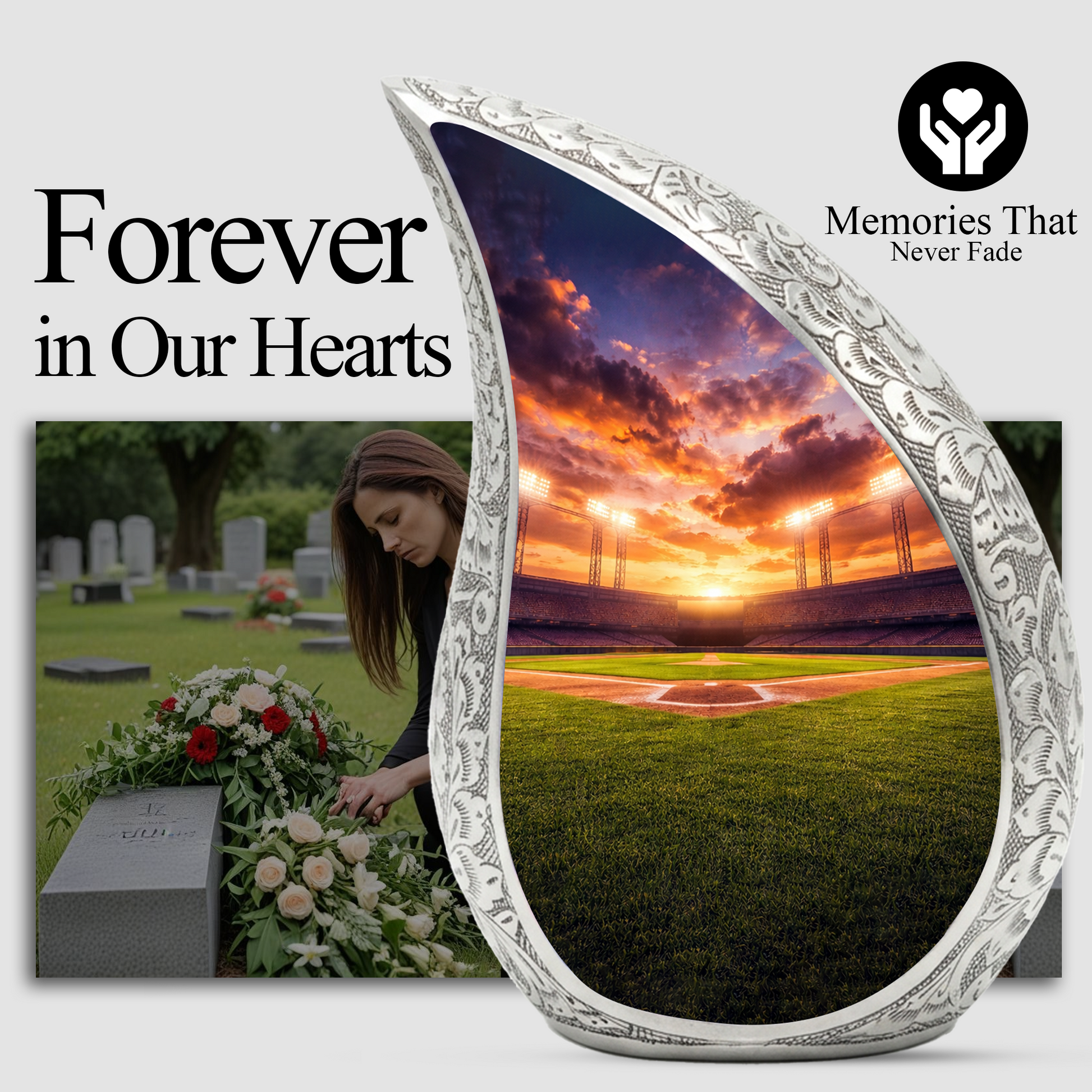 Baseball Stadium Adult Urn for Human Ashes – Premium Baseball Ground Cremation Urn