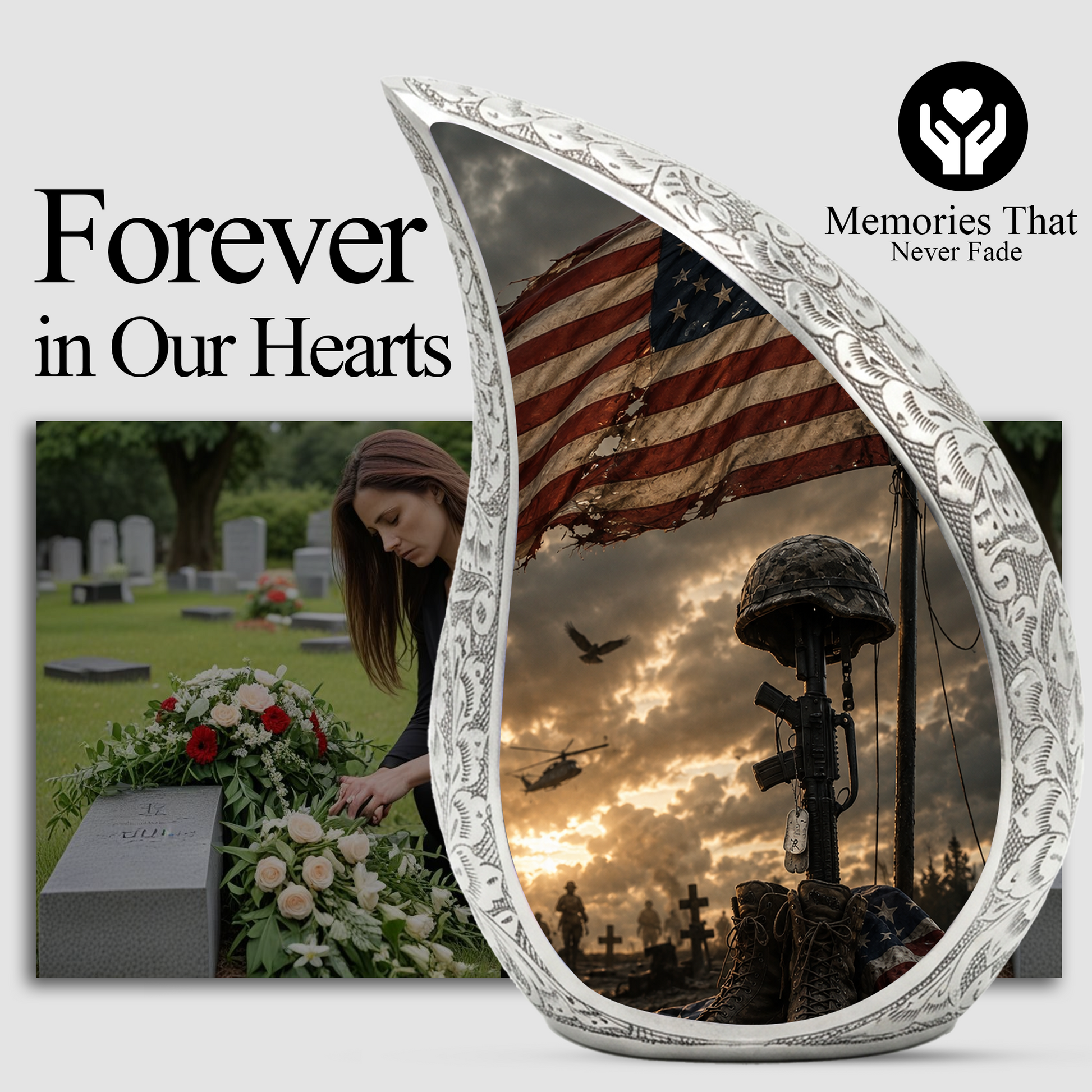 Military Urn for Human Ashes | Adult Military Cremation Urn & Patriotic Memorial Urn