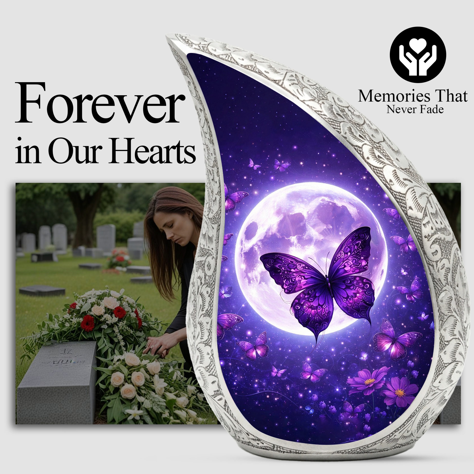 Purple Butterfly Adult Urn for Human Ashes – Premium Purple Butterfly Cremation Urn