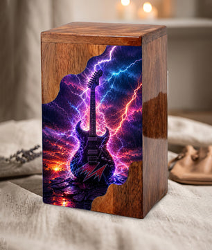 Guitar Wooden Cremation Urn for Human Ashes | Personalized Music Memorial Urn