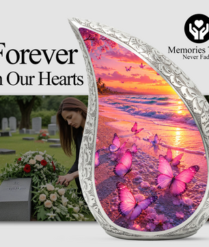 Butterfly Beach Memorial Urn for Ashes, Adult Cremation Urn