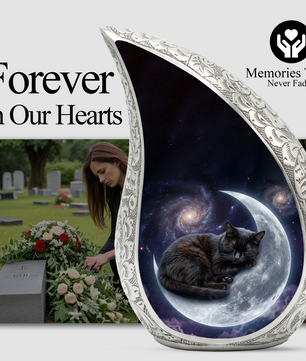 Moon Cat Memorial Urn, Personalized Cat Urn-Cremation Urn For Ashes