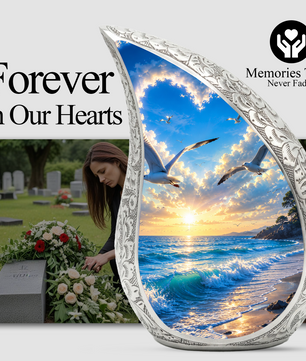 Beach Cremation Urn for Human Ashes | Wooden Beach Urn, Ocean Wave Urn & Beautiful Adult Urn for Mom and Loved Ones