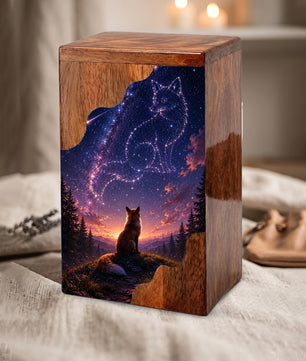 Fox Memorial Wooden Cremation Urn – Wooden Urn for Human Ashes