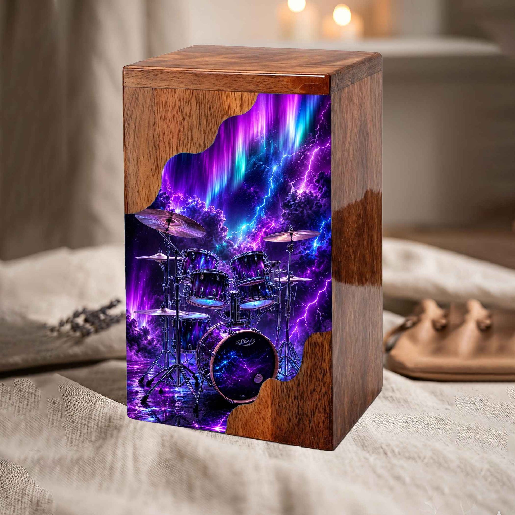 Drummer Wooden Cremation Urn – Aurora Memorial Urn