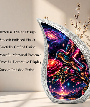 Hummingbird Adult Urn for Ashes, Hummingbird and Rose Cremation Urn for Human Ashes