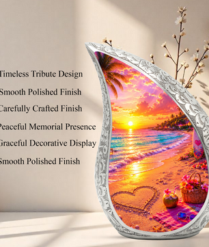 Tropical Beach Adult Cremation Urn – Personalized Adult Urn for Ashes | Sunset Memorial Urn