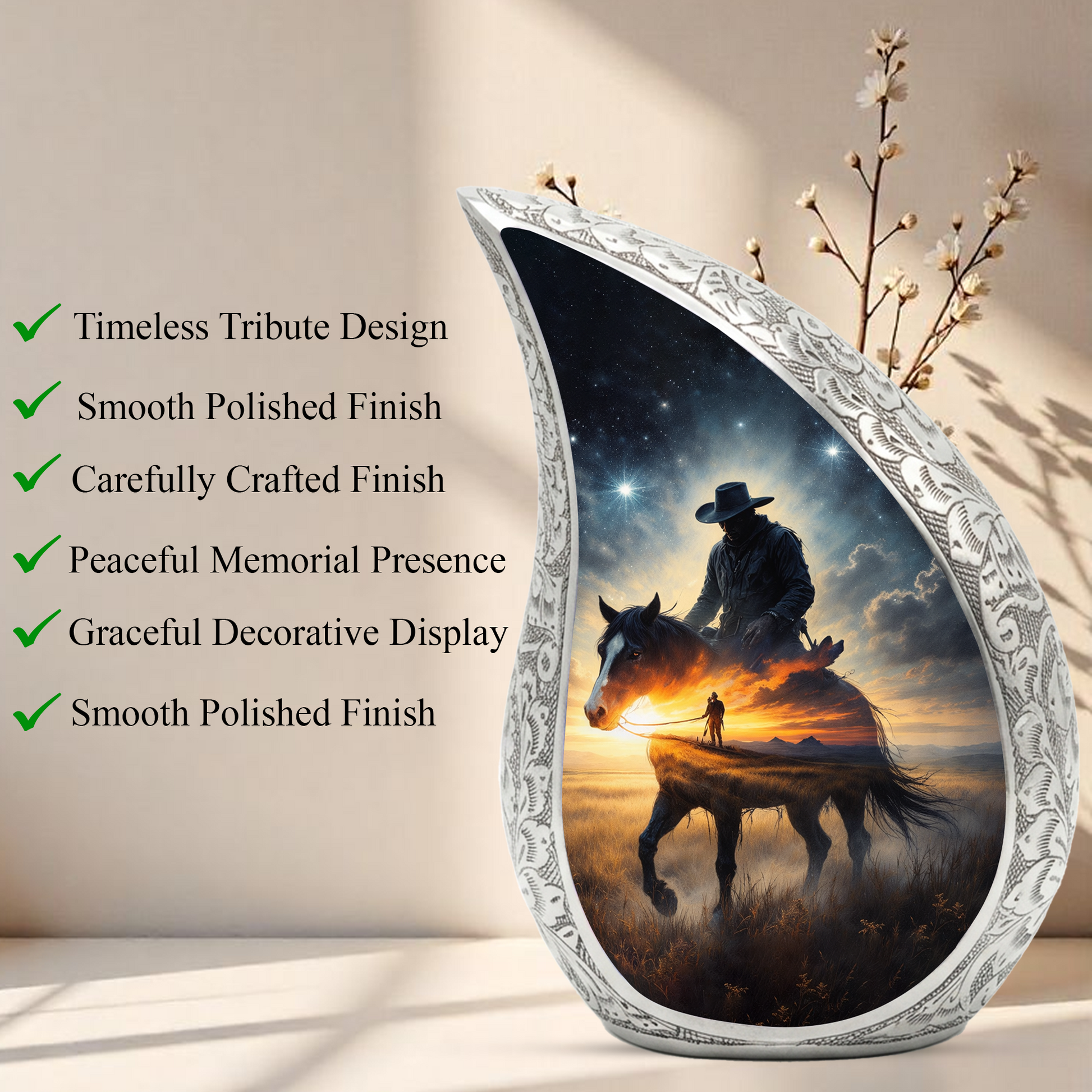 Cowboy Urn for Dad – Premium Western Cremation Urn for Human Ashes