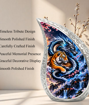 Dragon and Tiger Cremation Urn for Ashes, Asian Mythical Animal Memorial Urn