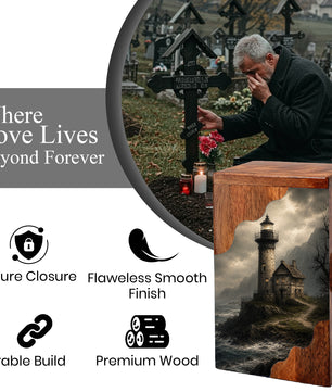 Lighthouse Wooden Cremation Urn – Coastal Memorial Urn