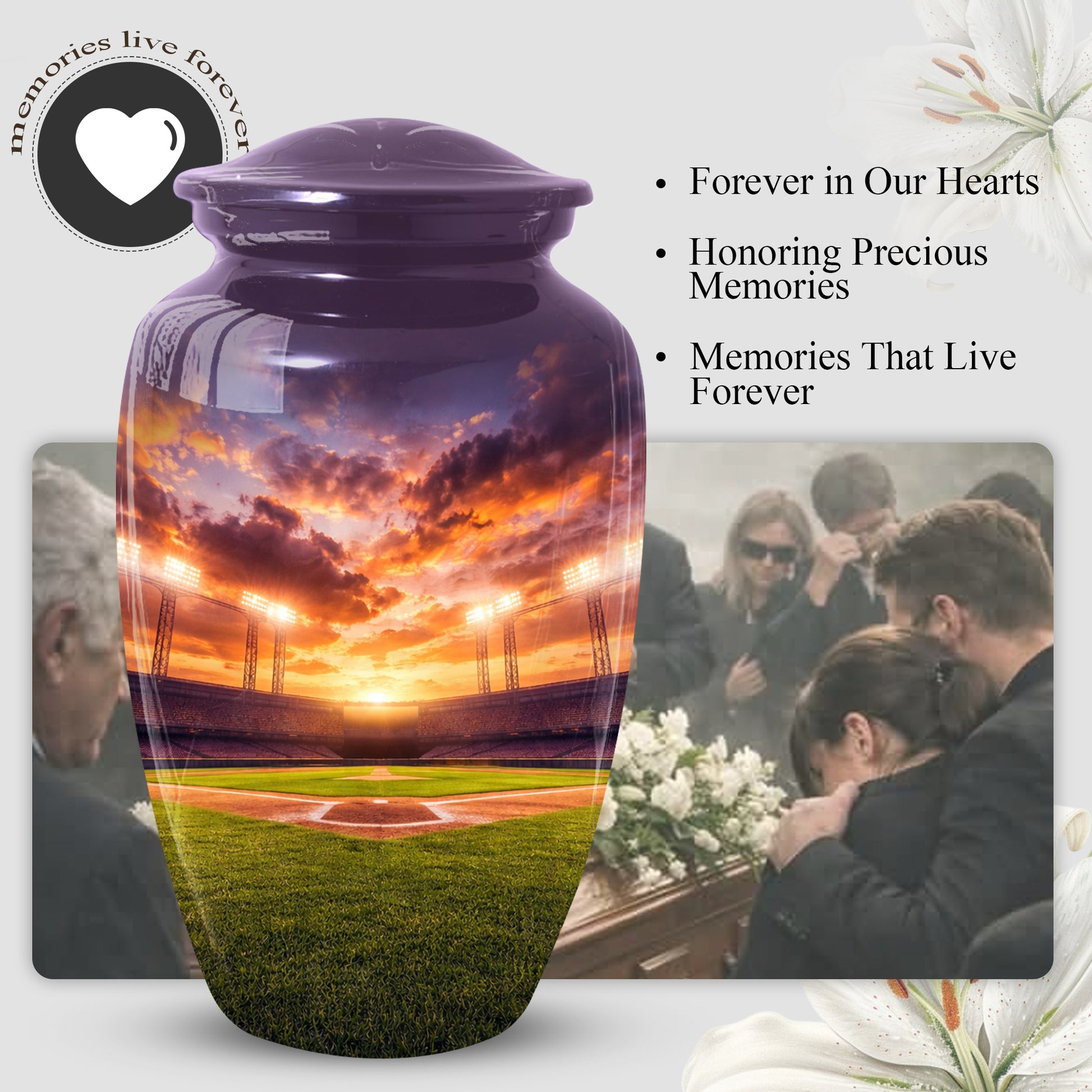 Baseball Stadium Urn for Dad | Cremation  Large Urn Adult Male | Memorial Urn for Father