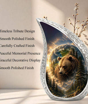 Bear Adult Urn for Ashes | Forest Wildlife Adult Cremation Urn for Human Ashes