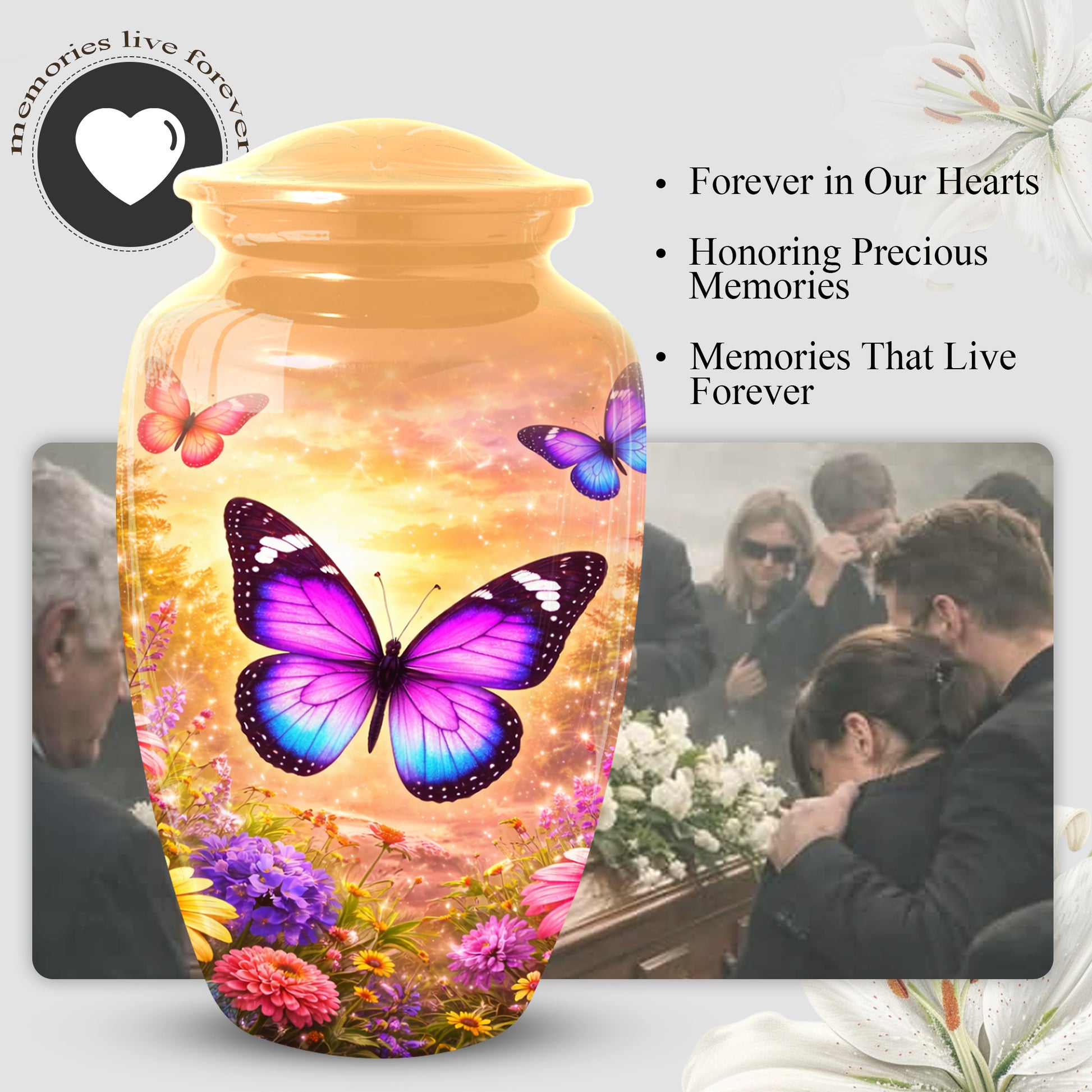 Personalized Butterfly Urn for Mom – Butterfly Large  Urns for Human Ashes