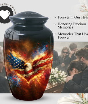American Patriotic Urns for Dad, American Patriotic Personalized Large Urn for Dad
