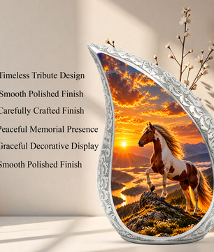 Horse Cremation Urn for Dad - Pinto Horse Memorial Urn for Ashes