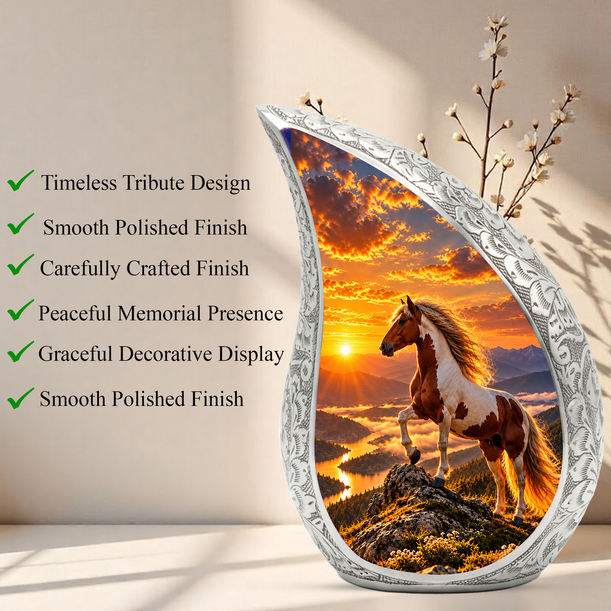 Horse Cremation Urn for Dad - Pinto Horse Memorial Urn for Ashes