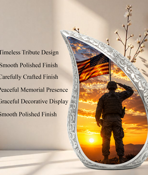 Soldier Urn for Dad & Father | Military Cremation Urn for Adult Male, Son & Men | Personalized Soldier Memorial Urn