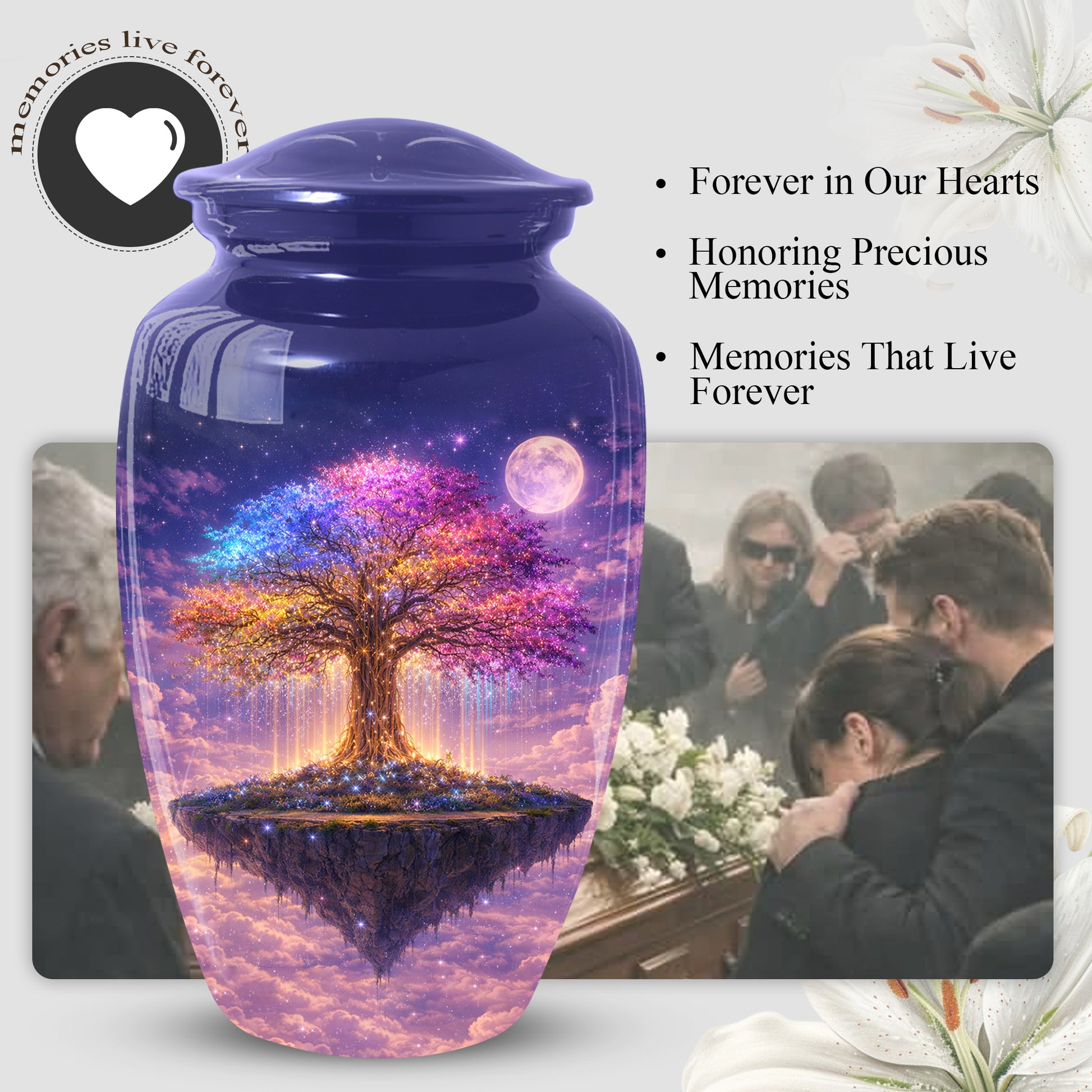 Tree of Life Urn - Adult Cremation Large Urn for Ashes|Floating Tree Memorial Urn