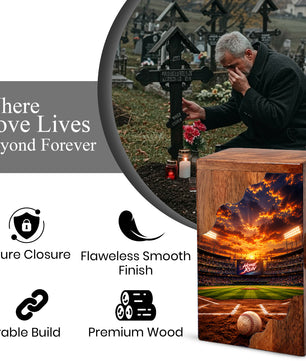 Baseball Wooden Cremation Urn – Wooden Urn for Human Ashes