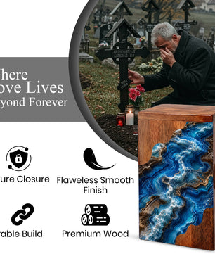 Ocean Flow Cremation Urn – Wooden Urn for Human Ashes