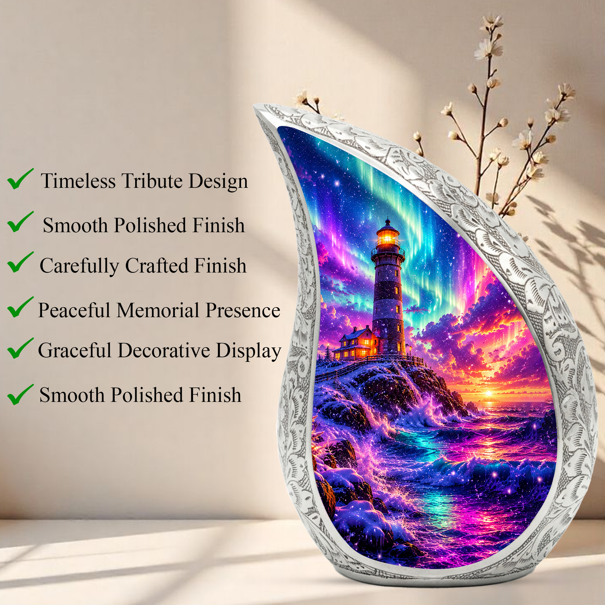 Ocean Wave Cremation Urn for Adult Ashes | Beautiful Ocean Theme Urn for Mom, Women & Human Ashes