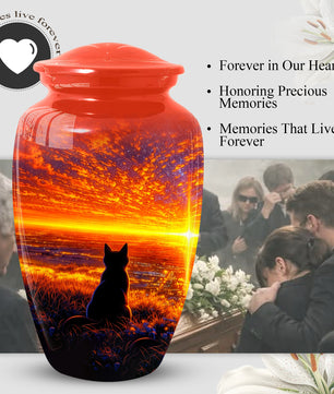 Cat Urn for Mom | Beautiful Sunset Cat Cremation  Large Urn for Mother |Funeral Keepsake