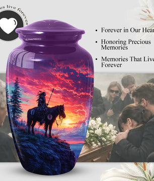 Native American Horse Urns for Dad, Adult Cremation Large  Urn For Ashes