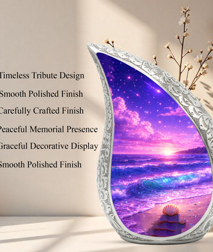 Purple Ocean Memorial Urn for Ashes, Adult Cremation Urn