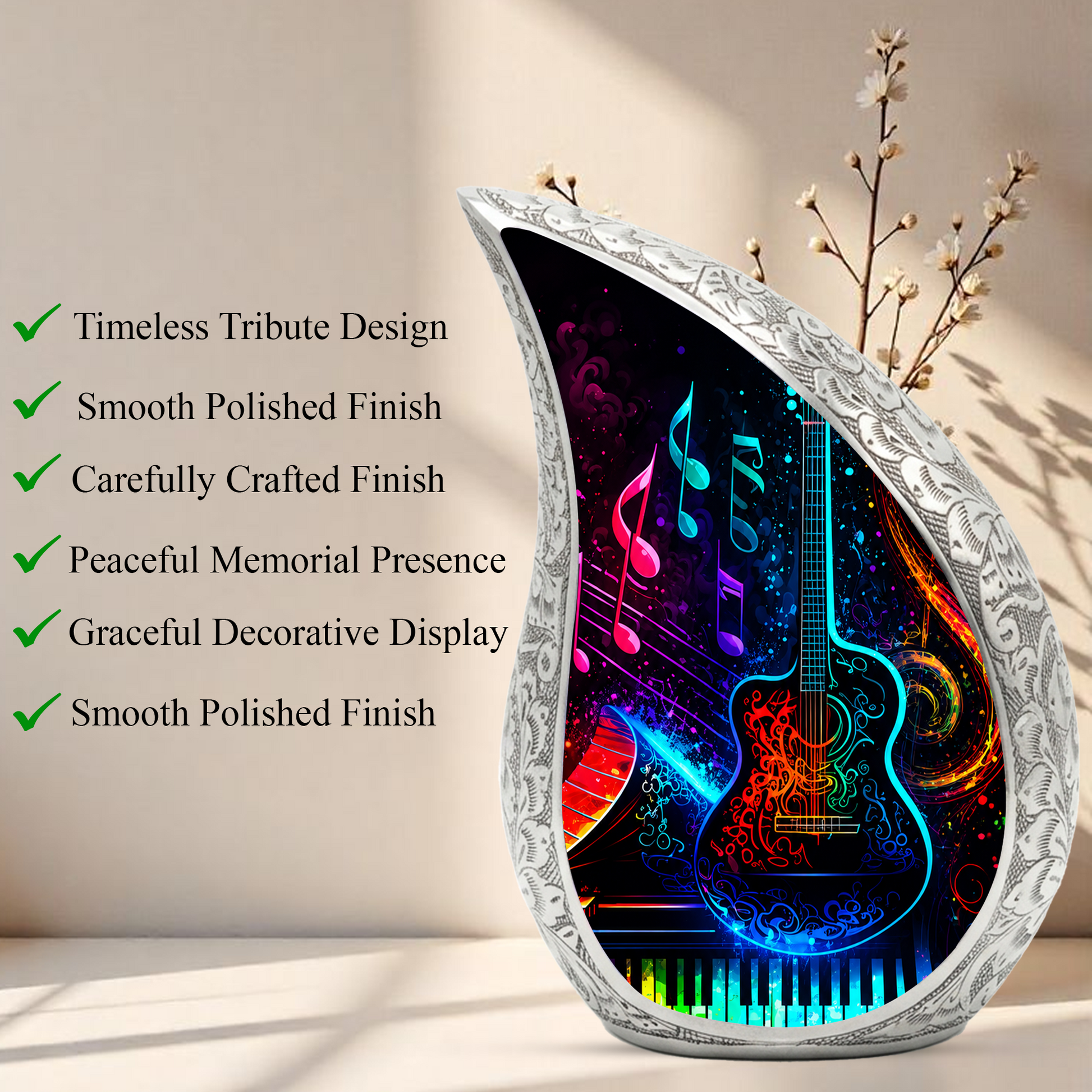 Colorful Music Guitar Cremation Urn for Adult Ashes