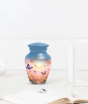Rainbow Butterfly Urn for Ashes, Custom Memorial Cremation Urn