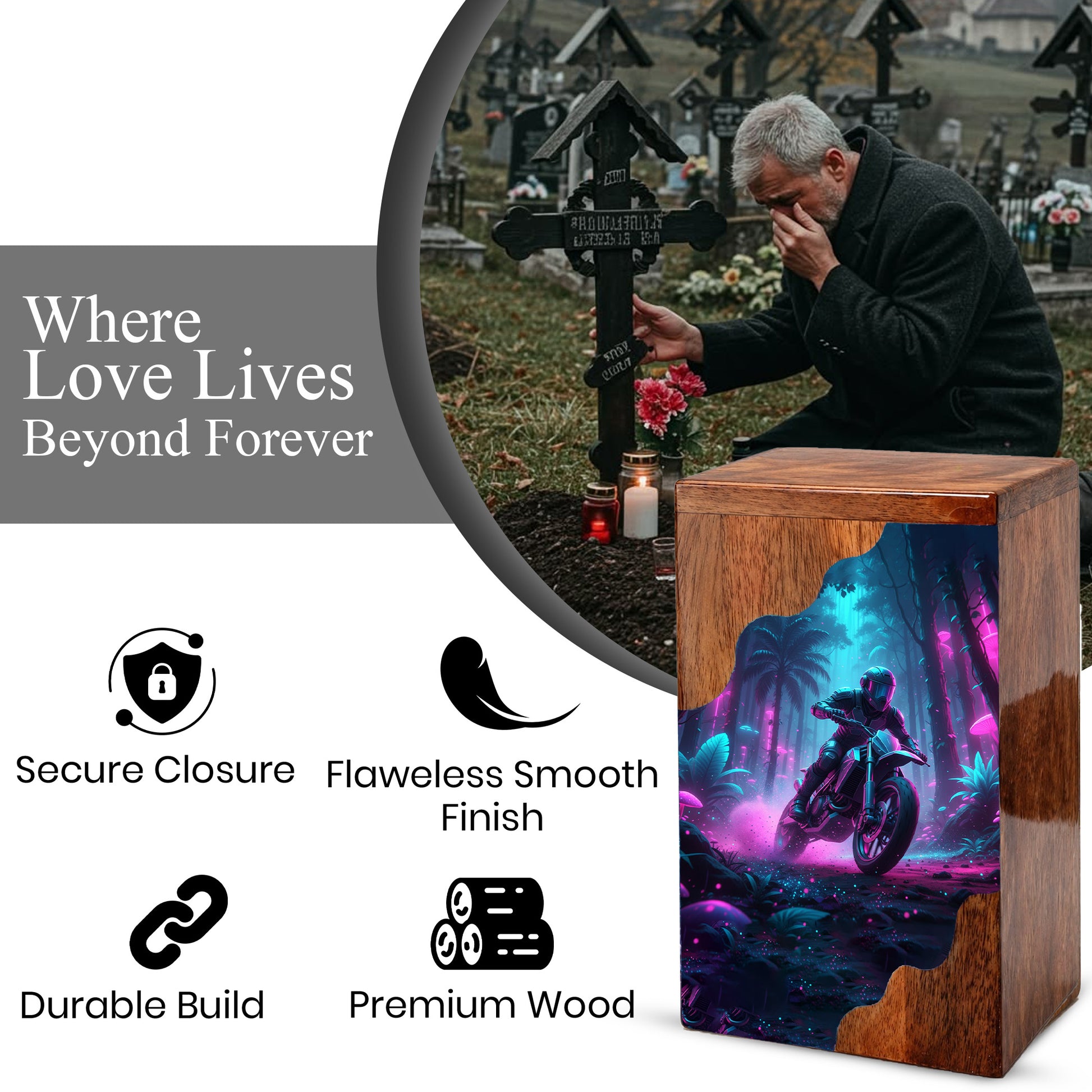 Dirt Bike Urn For Ashes Male - Motorbike Keepsake Memorial Urns For Men