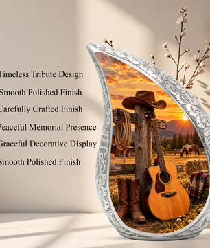 Western Cowboy Cremation Urn for Ashes, Country Music Memorial Urn, Personalized Adult Urn