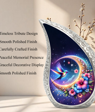Beautiful Flower Moon with Hummingbird Cremation Urn for Mom & Loved Ones