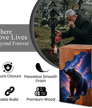 Bear Wooden Cremation Urn – Personalized Memorial Urn for Human Ashes