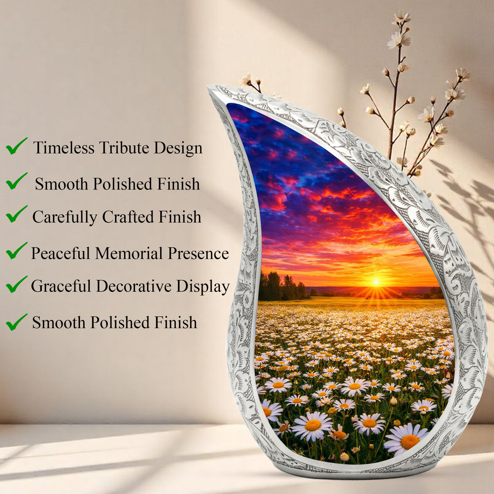 Sunflower Sunset Cremation Urn for Adult Ashes