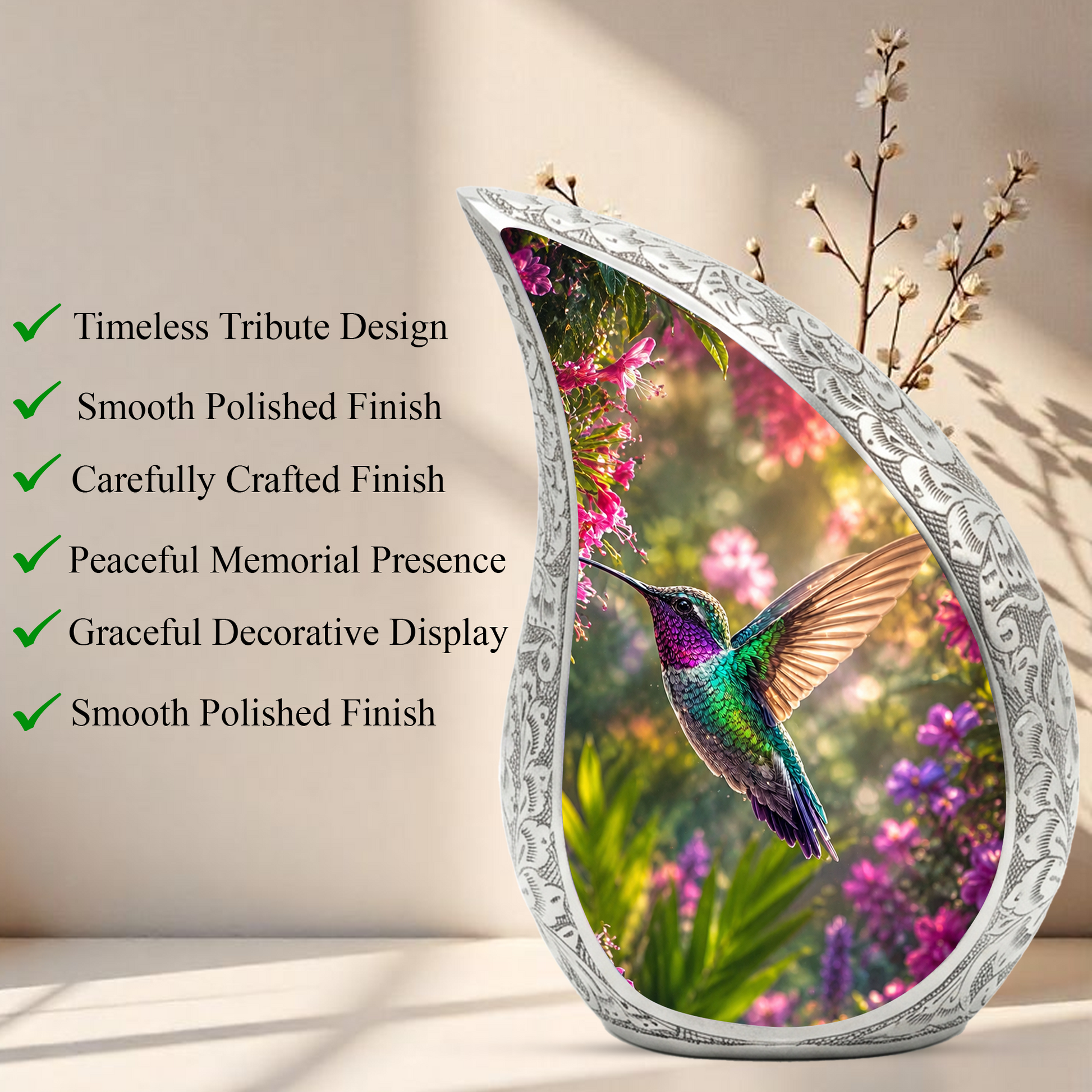 Hummingbird Urn for Human Ashes – Beautiful Adult Cremation Urn