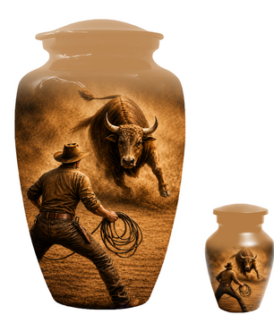 Bull Riding Memorial Urn for Dad -  Cowboy Cremation Urn for Ashes Male