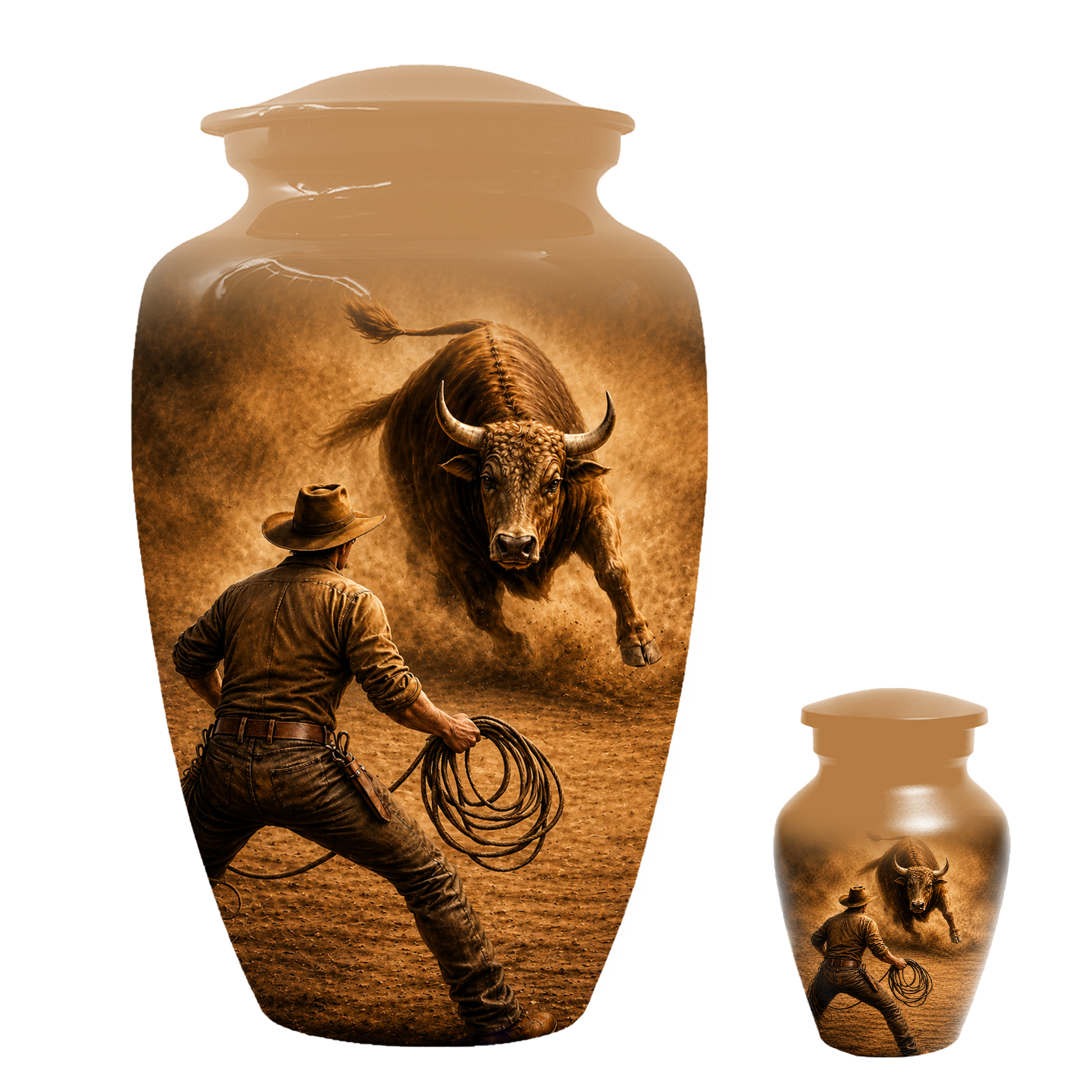 Bull Riding Memorial Urn for Dad -  Cowboy Cremation Urn for Ashes Male