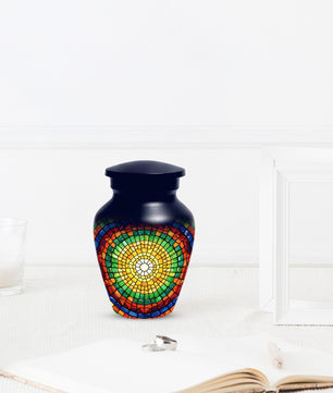 Stained Glass Memorial Urn for Ashes – Custom Rainbow Mosaic Cremation Urn for Mom& Dad - Women & Men,