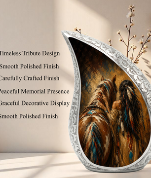 Native American Horse Memorial Urn for Mom, Beautiful Cremation Urn for Women