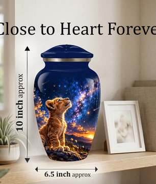 Personalized Cat Cremation Urn for Ashes, Galaxy Cat Adult Memorial Urn, Custom Pet Urn