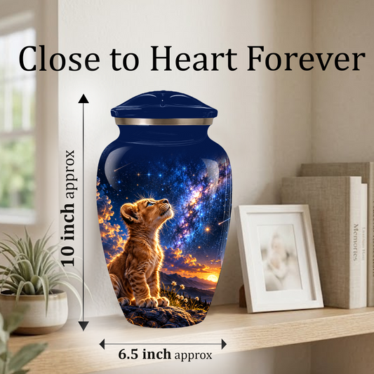 Personalized Cat Cremation Urn for Ashes, Galaxy Cat Adult Memorial Urn, Custom Pet Urn