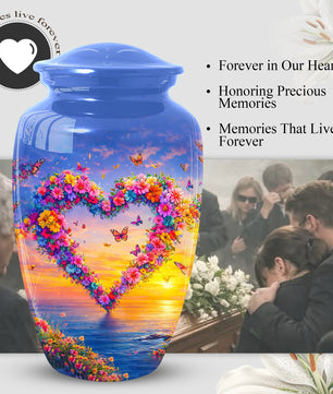 Butterfly Urn for Ashes – Floral Heart  Urn for Mom | Adult Female Cremation Large Urn
