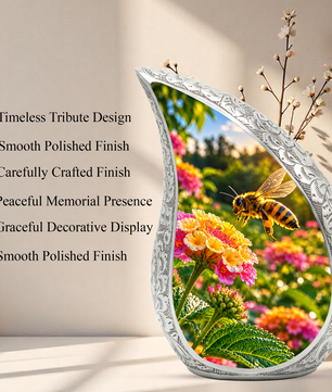 Honey Bee Cremation Urn for Adult Ashes, Bee and Flower Memorial Urn