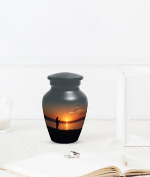 Fishing Sunset Urn for Dad | Fishing Cremation Urn for Adult Male Ashes