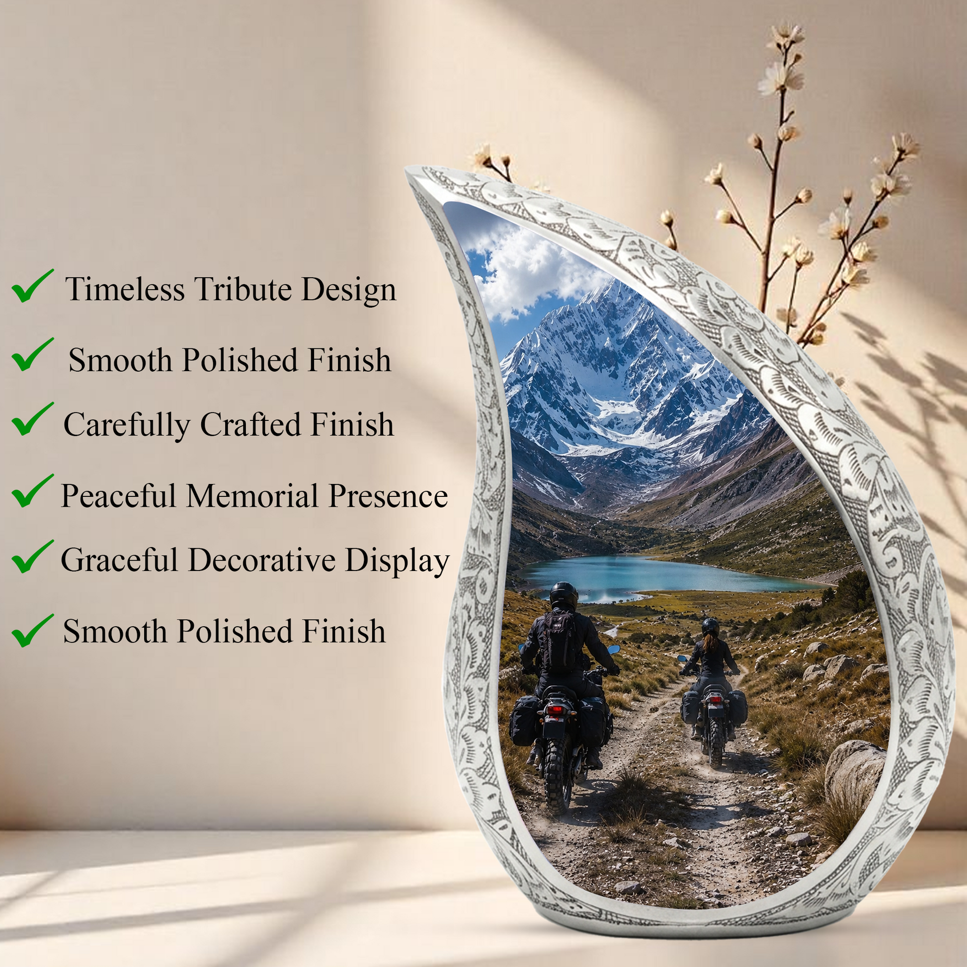 Motorcycle Rider Cremation Urn for Dad – Adventure Tribute Urn for Adult Male Ashes