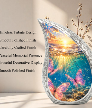 Butterfly Urn for Mom, Ocean Butterfly Cremation Urn,Keepsake Funeral Urn