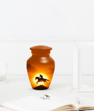 Western Cowboy Cremation Urn for Dad | Horse Memorial Urn for Human Ashes