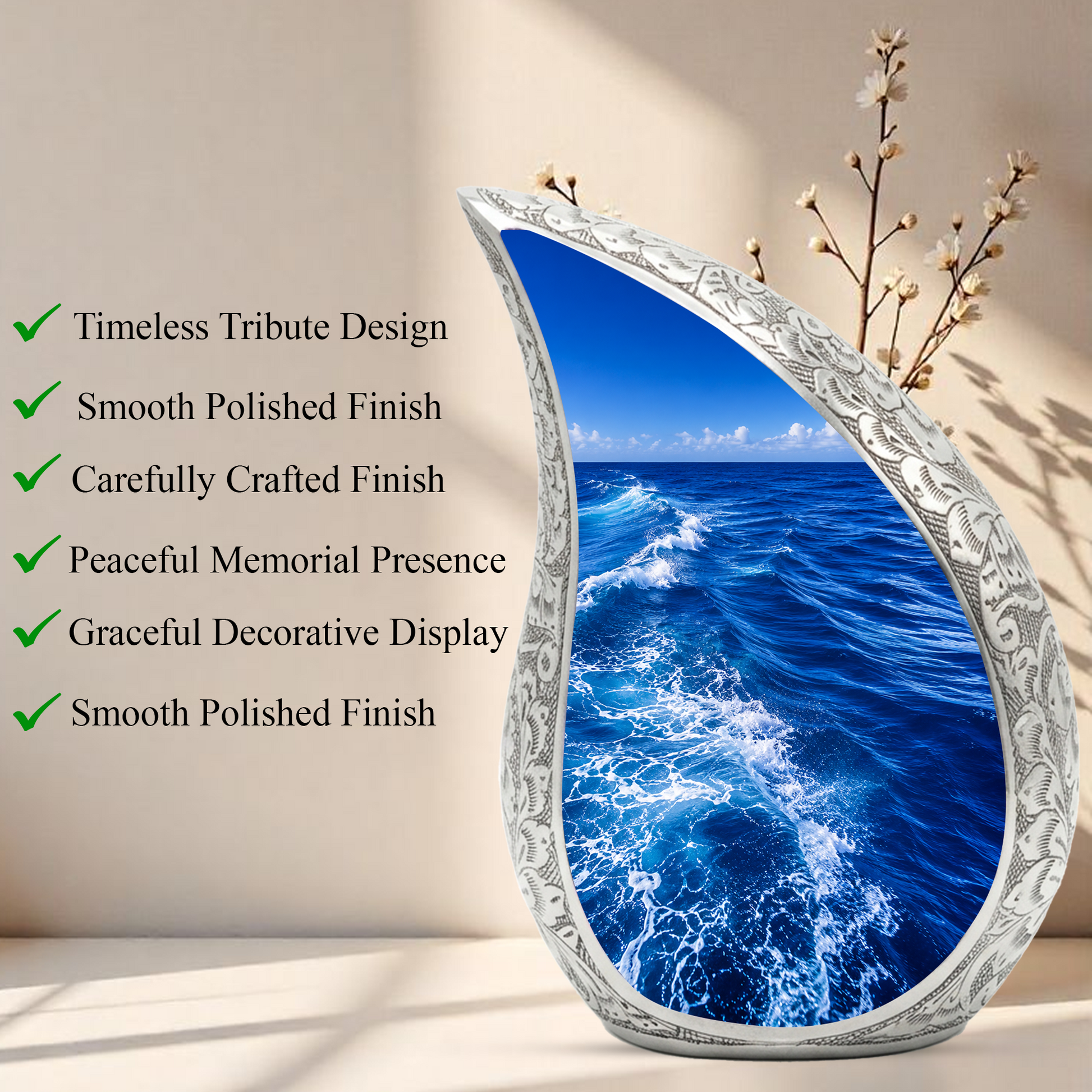 Ocean Wave Urn for Ashes, Personalized Beach Cremation Urn for Mom & Dad