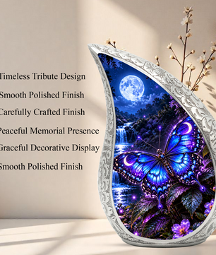 Blue Butterfly Cremation Urn for Mom Ashes - Moonlight Butterfly Memorial Urn